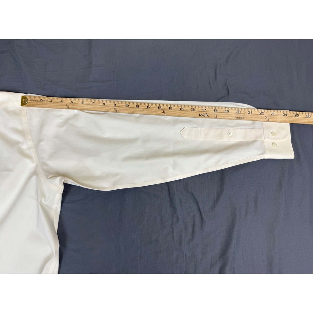 Brooks Brothers 346 Mens 16.5 34/35 Non-Iron Cotton Dress Shirt Cream Yellow - Picture 6 of 13